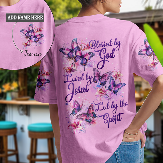 Blessed By God Loved By Jesus Butterflies T-Shirt