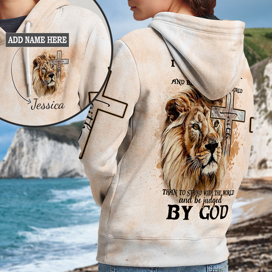 I Would Rather Stand With God Painting Lion Hoodie 1