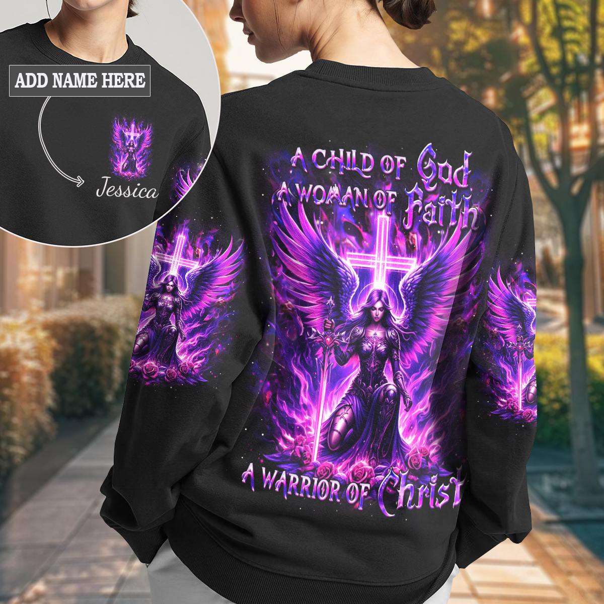 A Child Of God A Woman Of Faith Women's All Over Print Sweatshirt 1