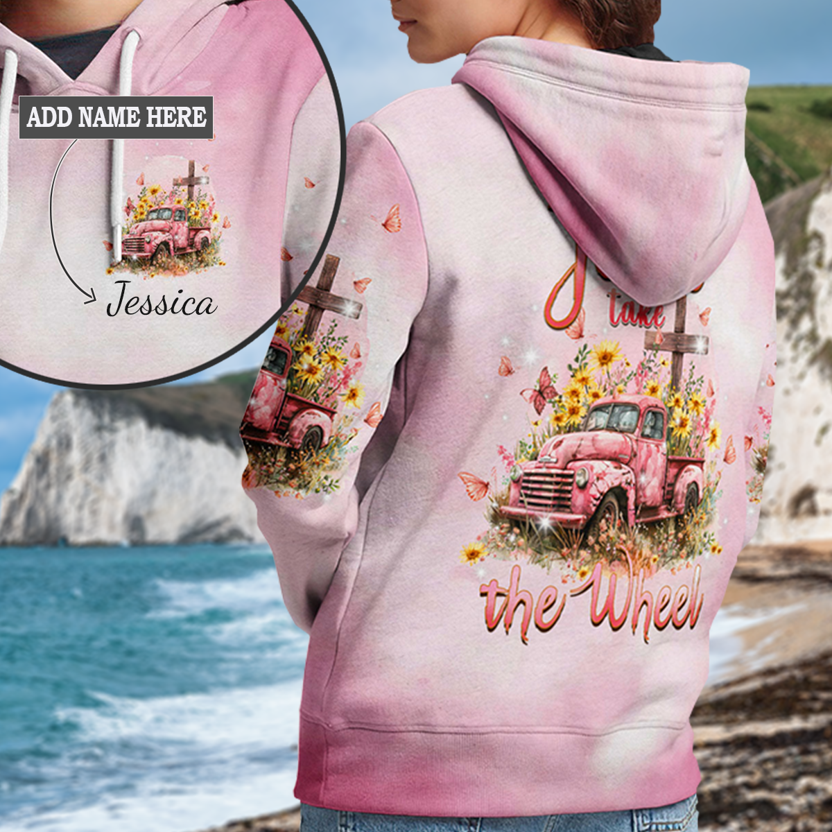 Jesus Take The Wheel Flower Truck Hoodie 12