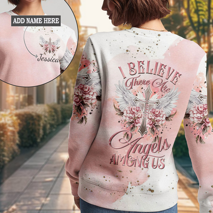 I Believe There Are Angels Among Us Floral Wings Sweatshirt