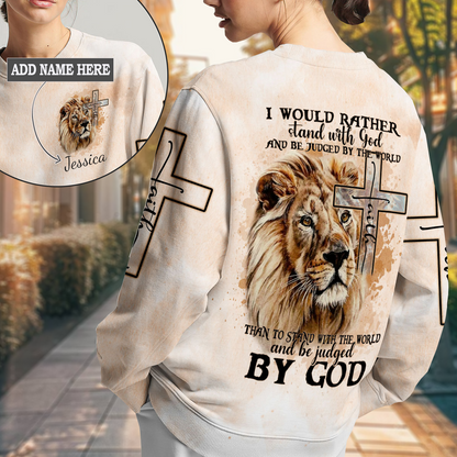 I Would Rather Stand With God Painting Lion Sweatshirt 1