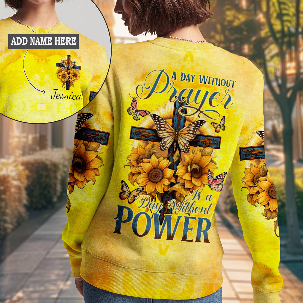 A Day Without Prayer Is A Day Without Power Women's All Over Print Sweatshirt