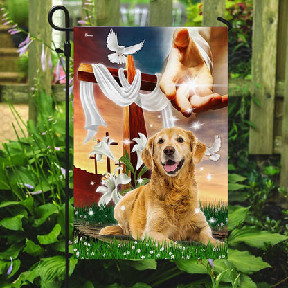 Jesus Is My Savior Golden Retriever Is My Therapy, Jesus Christ Dog FLAGWIX  ™ Golden Retriever Flag