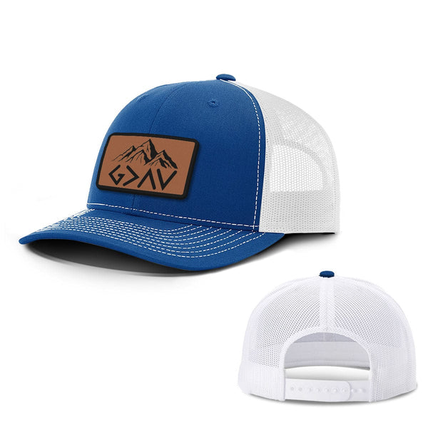 God Is Greater Than The Highs And Lows Mountain Leather Patch Hats