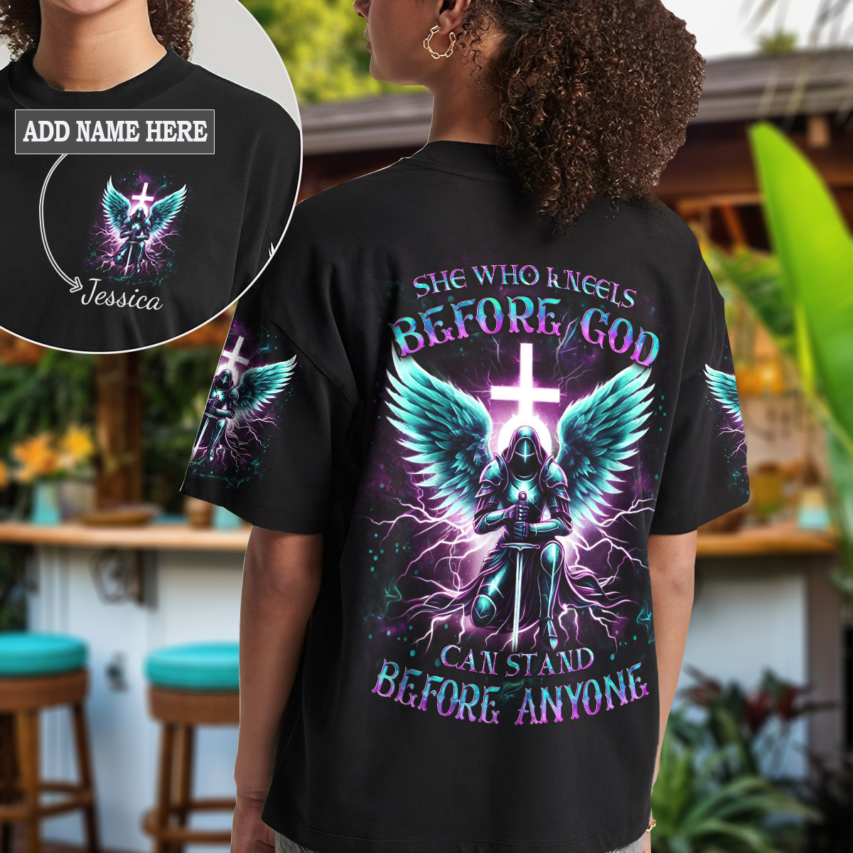 She Who Kneels Before God Warrior T-Shirt 6