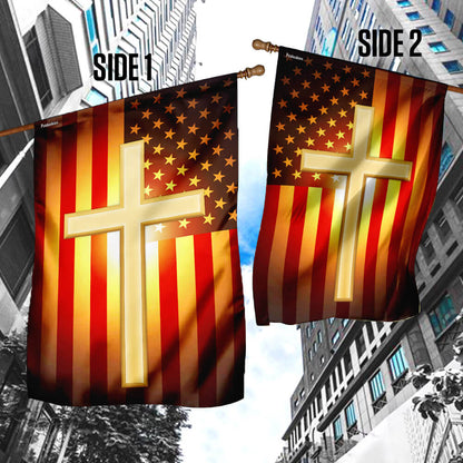 Christian Cross American US Flag