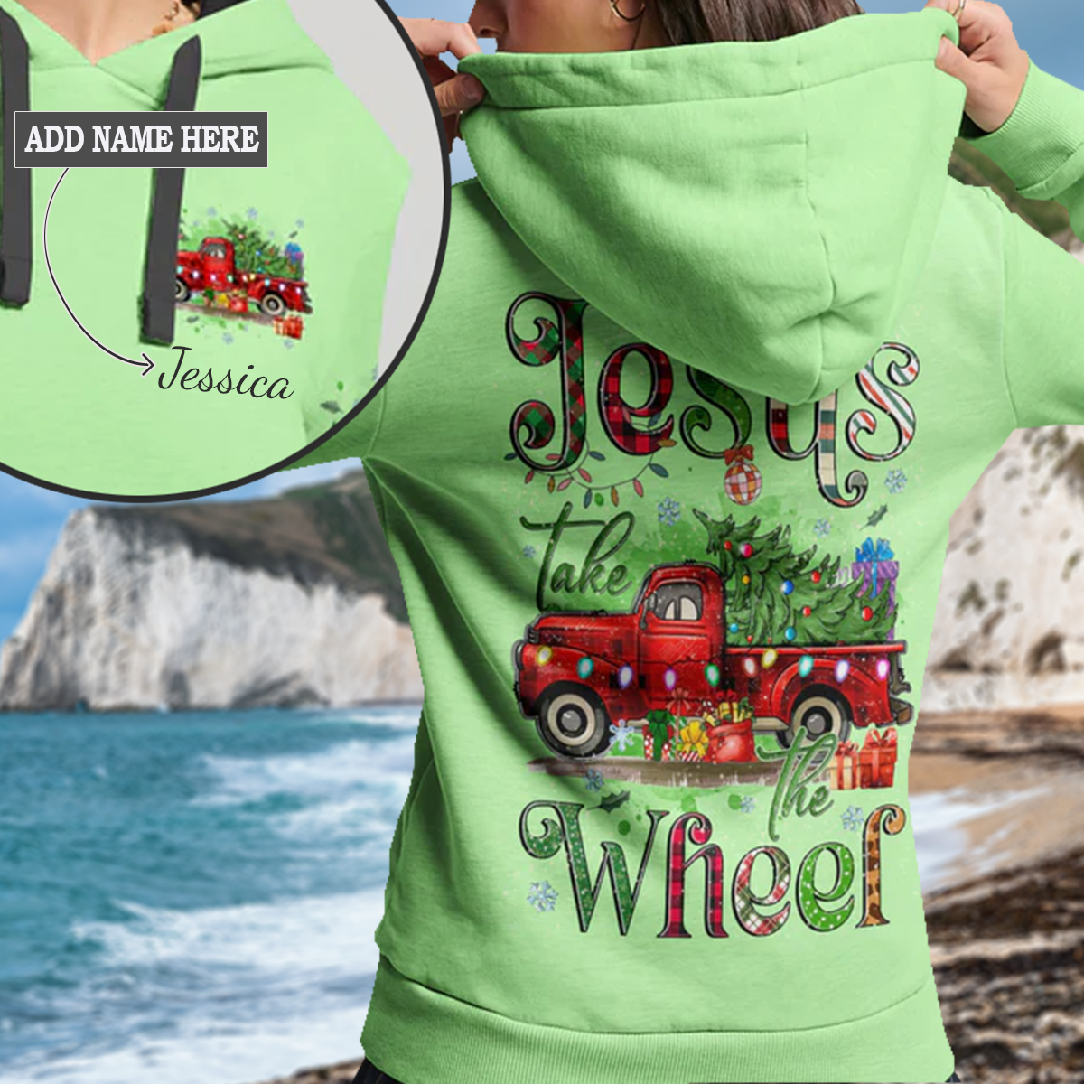 Jesus Take The Wheel Christmas Women's All Over Print Hoodie 3