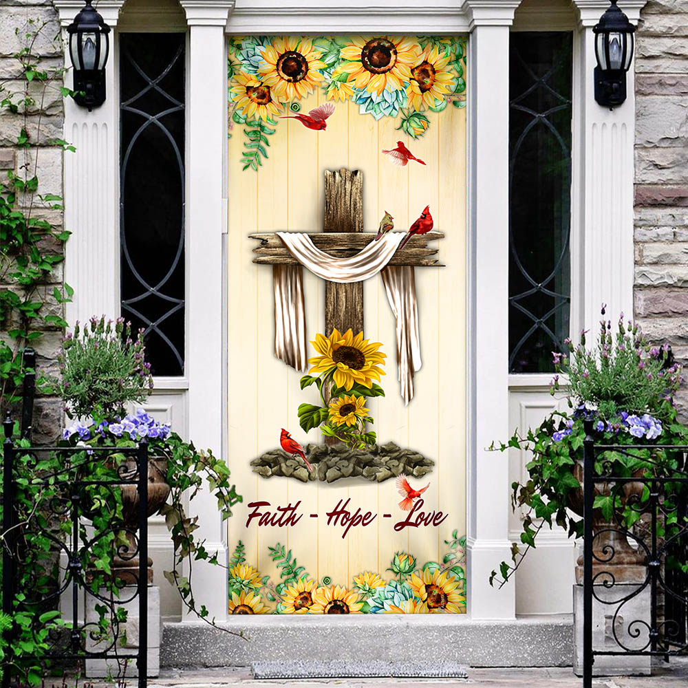 Jesus Cross. Faith - Hope - Love Door Cover