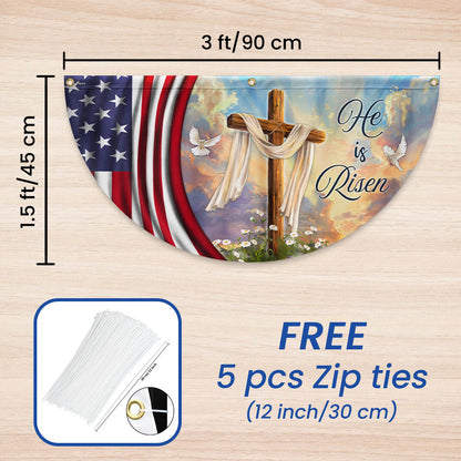 Jesus Christian Cross Easter Resurrection of Jesus He Is Risen Non-Pleated Fan Flag