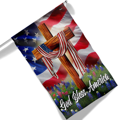 Jesus Christian Cross American Flag God Bless America Flag