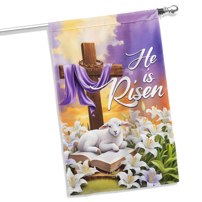 Easter Flag He Is Risen Christian Cross Lamb Flag