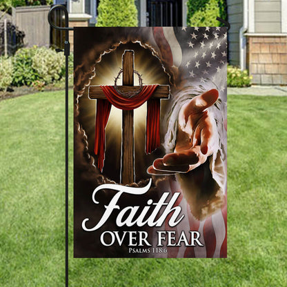 Christian Cross American Flag Faith Over Fear THB3295Fv1