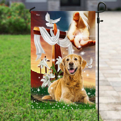 Jesus Is My Savior Golden Retriever Is My Therapy, Jesus Christ Dog FLAGWIX  ™ Golden Retriever Flag