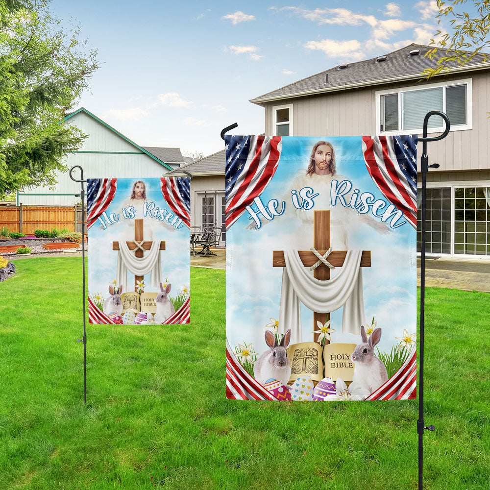 Easter Day Rabbit Flag He Is Risen Jesus Christ Flag