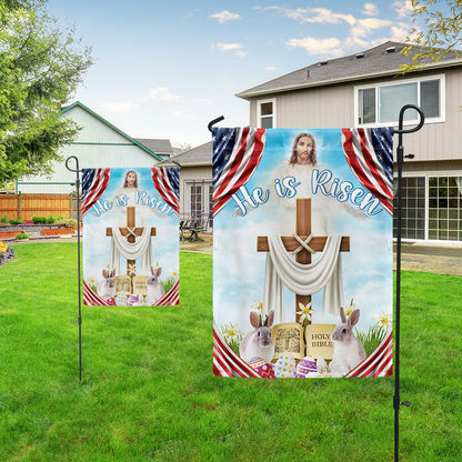 Easter Day Rabbit Flag He Is Risen Jesus Christ Flag