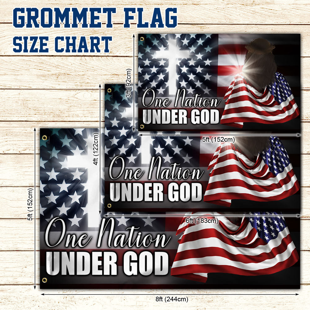 Christian Cross American Grommet Flag One Nation Under God