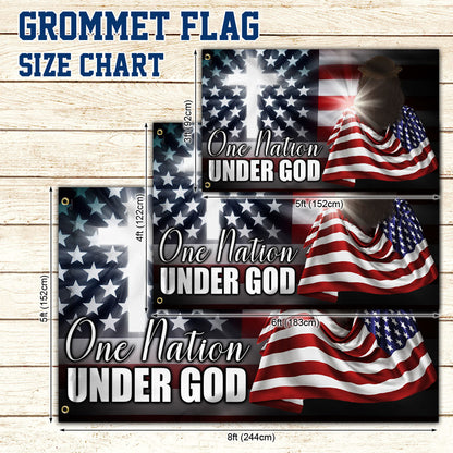 Christian Cross American Grommet Flag One Nation Under God