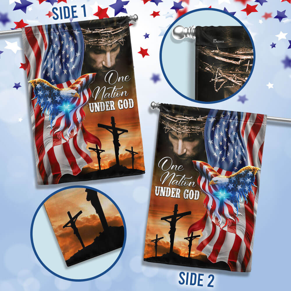Flagwix American Flag - One Nation Under God, Jesus Christian American Patriotic Eagle Flag