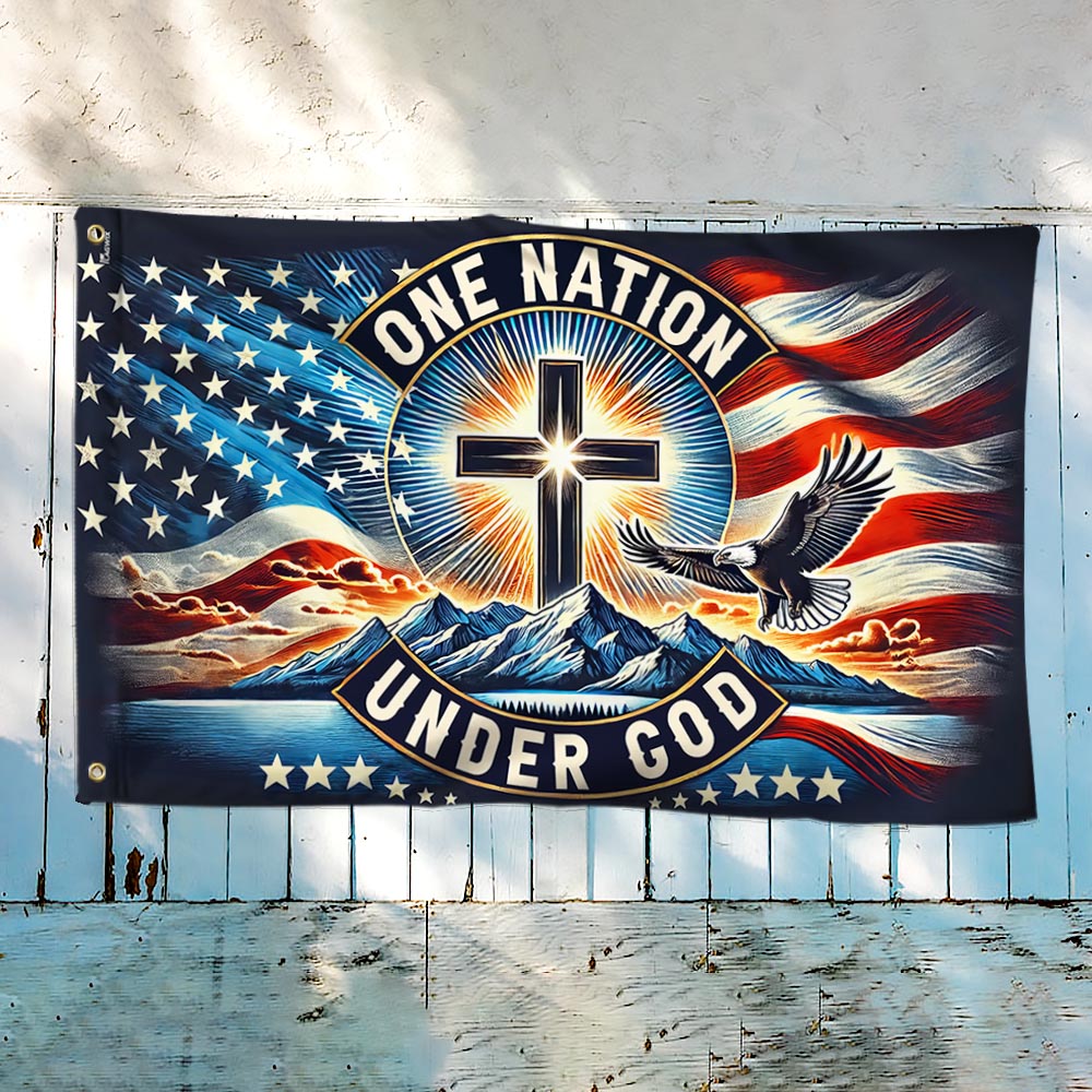 One Nation Under God Christian Patriotism American Grommet Flag