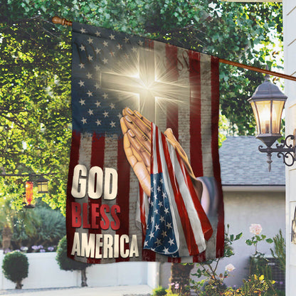 God Bless America Christian Cross Flag