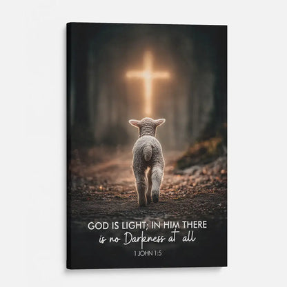 1 John 1:5 God is Light, Lamb Walking Toward the Cross, Canvas Wall Art