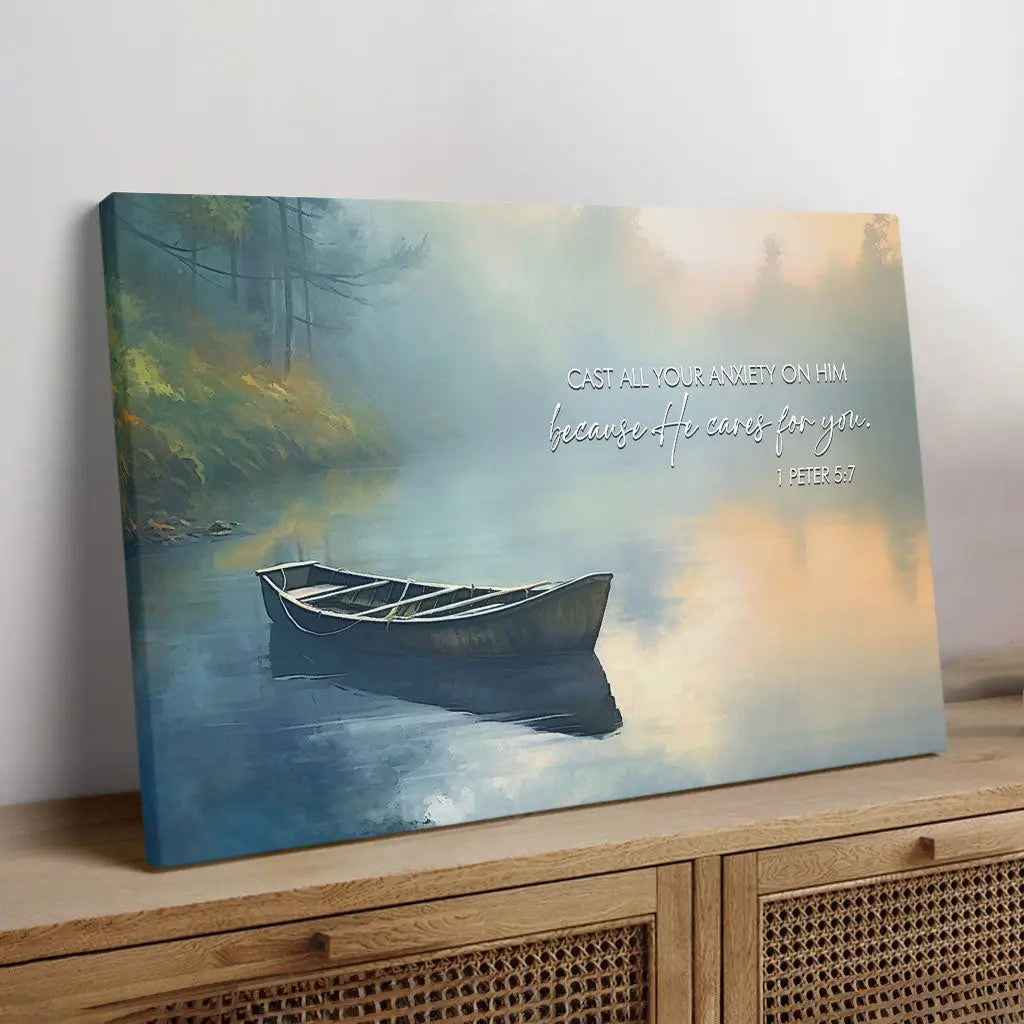 1 Peter 5:7 Cast All Your Anxiety on Him Wall Art Canvas