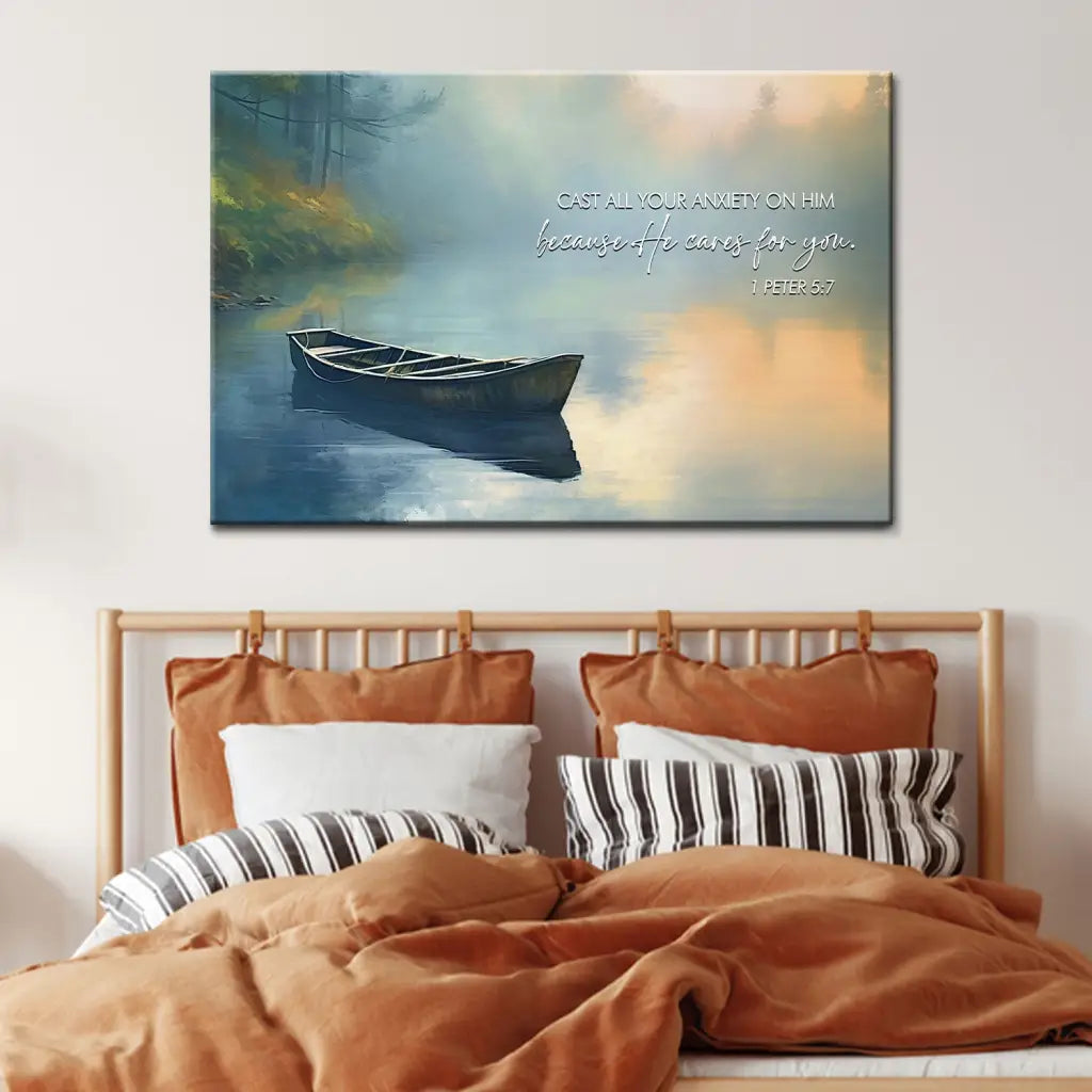 1 Peter 5:7 Cast All Your Anxiety on Him Wall Art Canvas