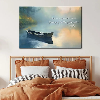 1 Peter 5:7 Cast All Your Anxiety on Him Wall Art Canvas
