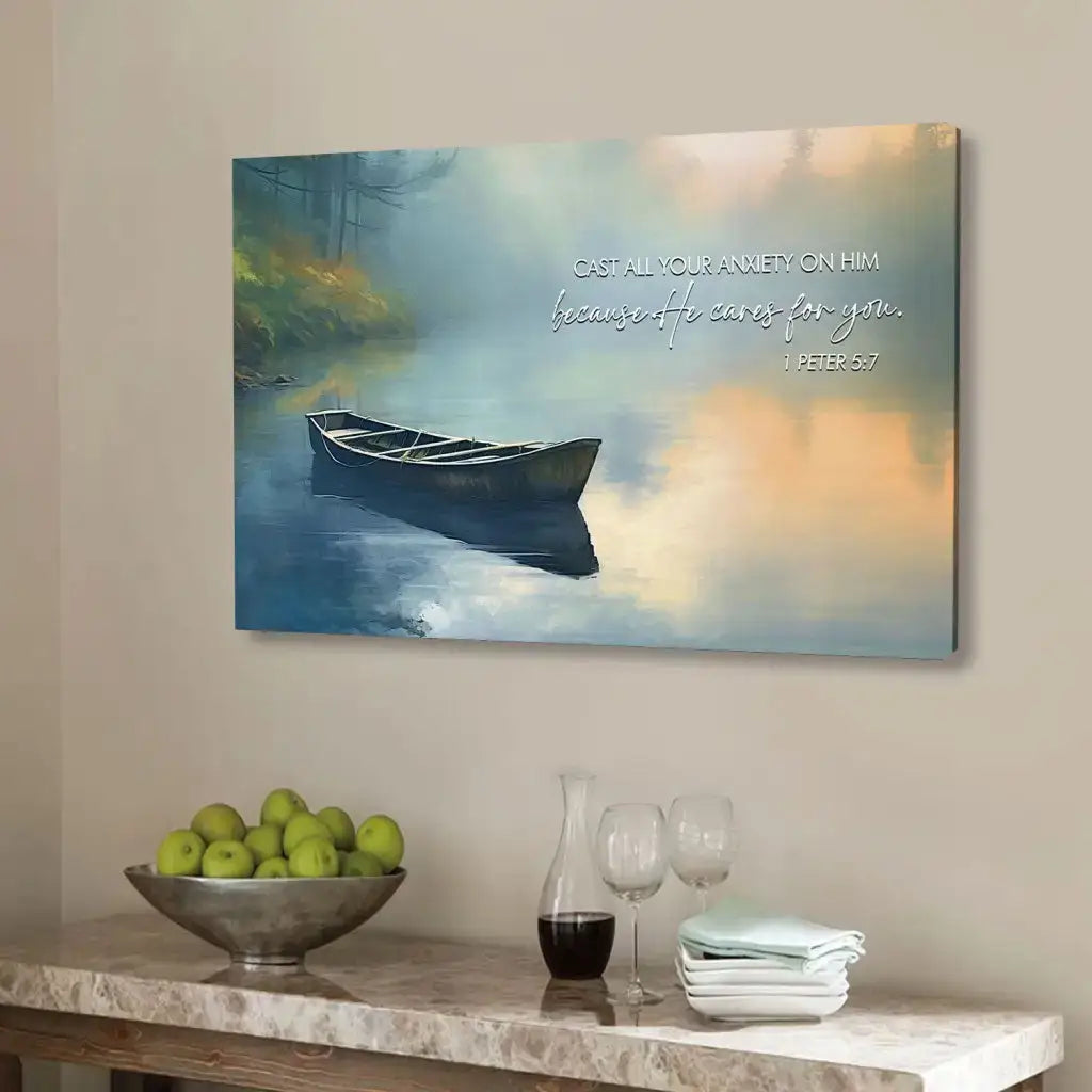 1 Peter 5:7 Cast All Your Anxiety on Him Wall Art Canvas