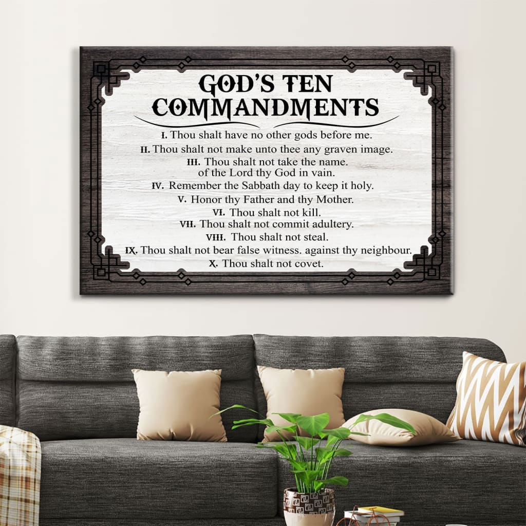God's Ten Commandments Wall Art Canvas