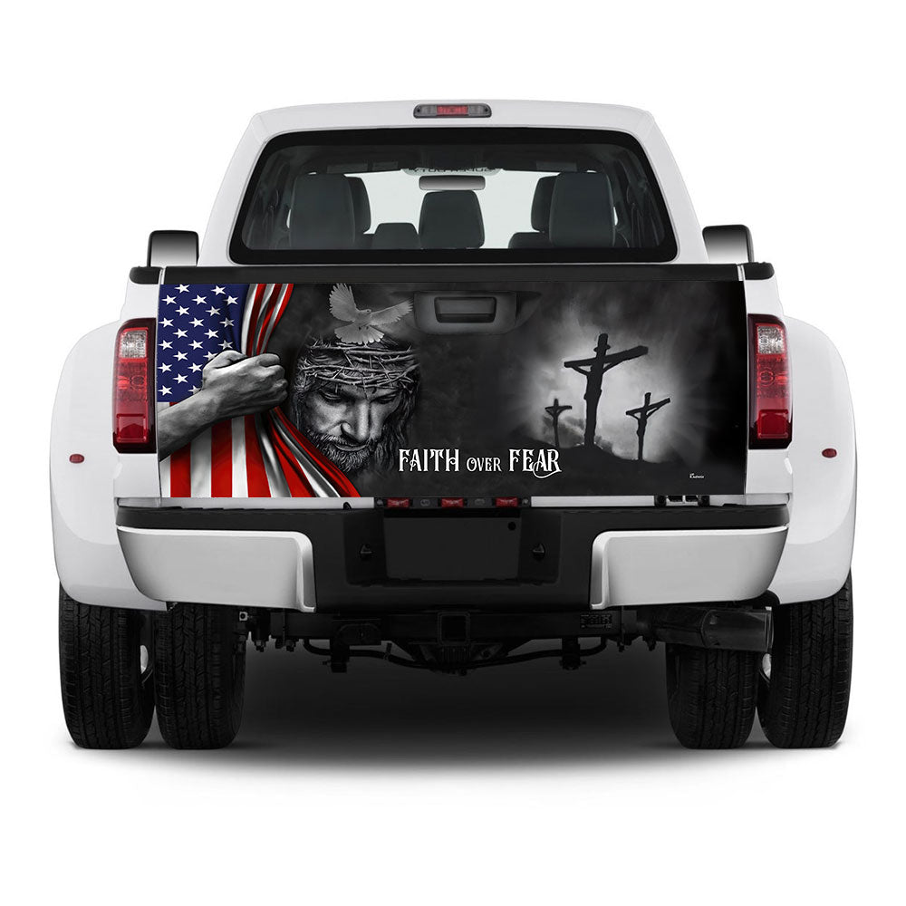 Faith Over Fear God Jesus Truck Tailgate Decal Sticker Wrap