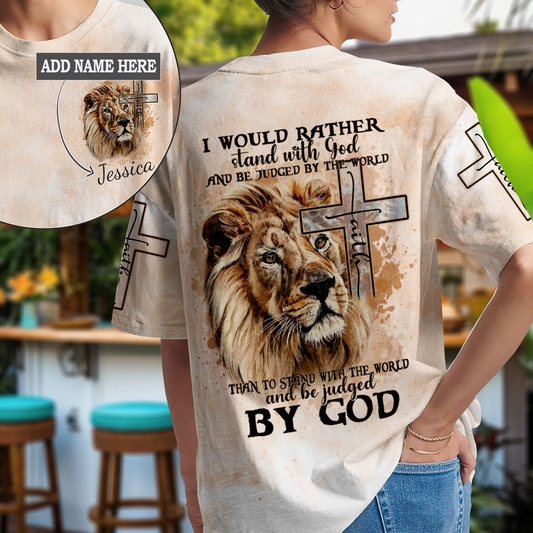 I Would Rather Stand With God Painting Lion T-Shirt 1
