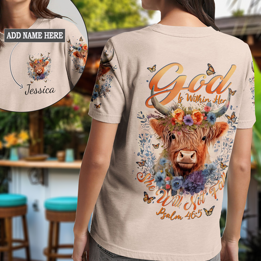 God Is Within Her Cow T-Shirt