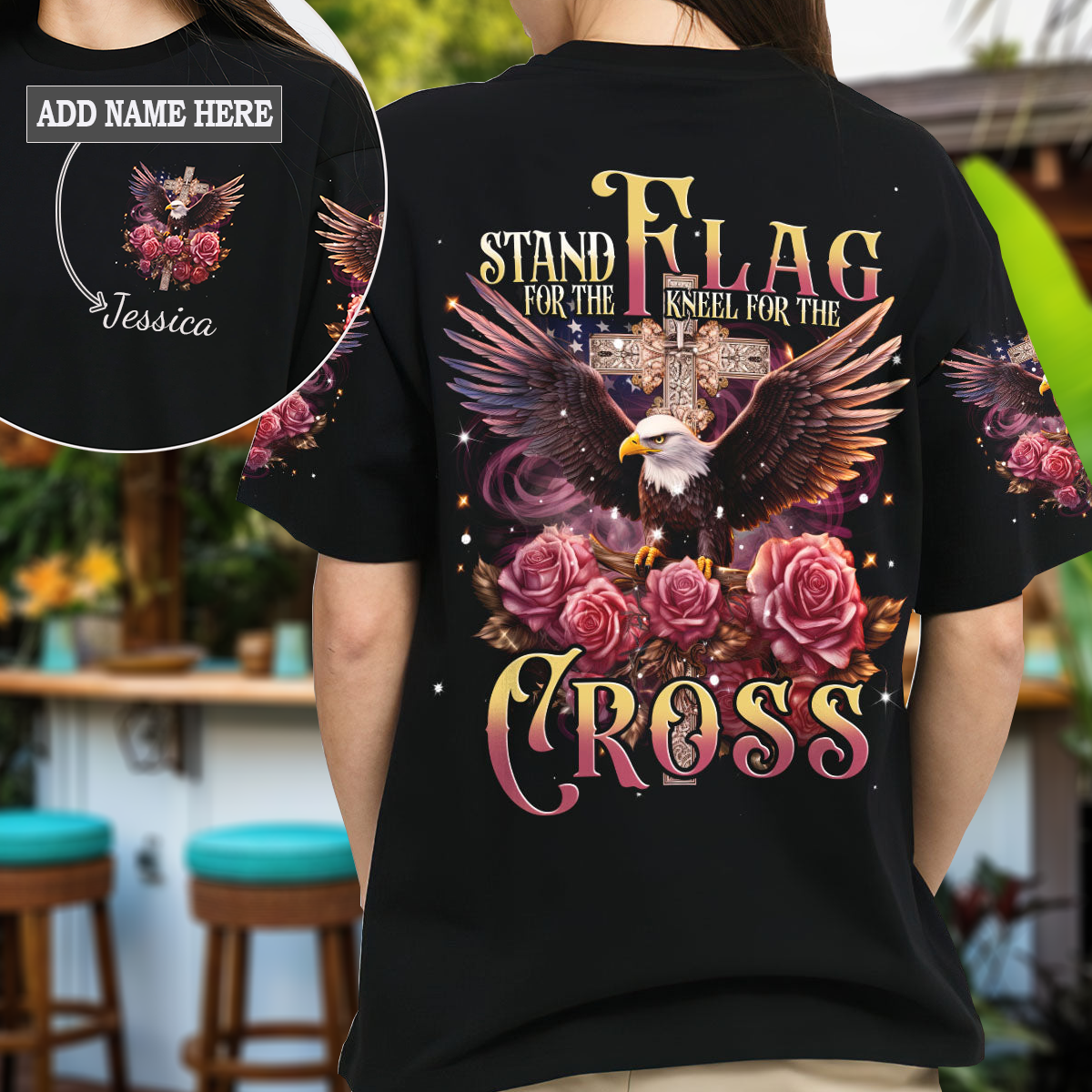 Stand For The Flag Kneel For The Cross Eagle T-Shirt