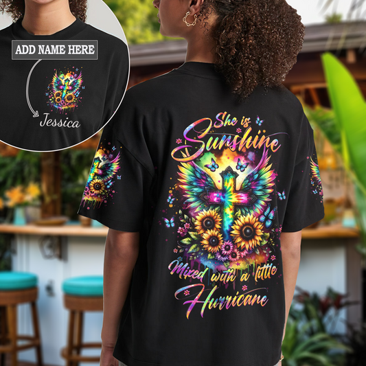 She Is Sunshine Cross Wings Sunflower T-Shirt