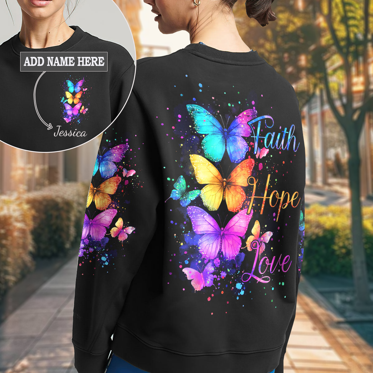 Faith Hope Love Butterflies Sweatshirt