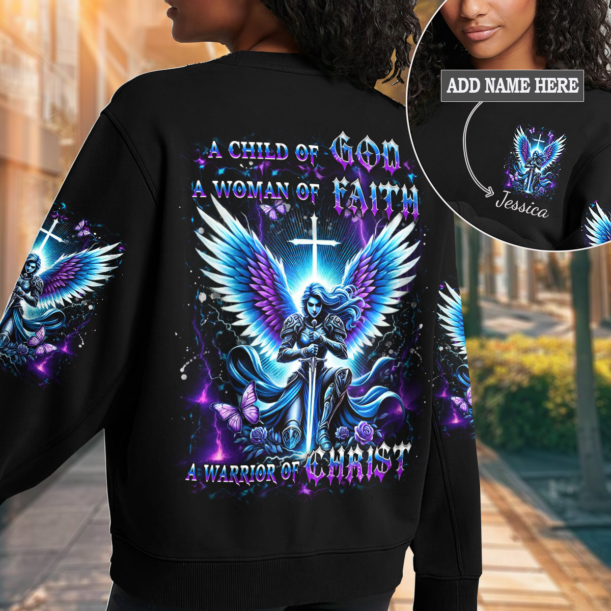 A Child Of God A Woman Of Faith Sweatshirt 4