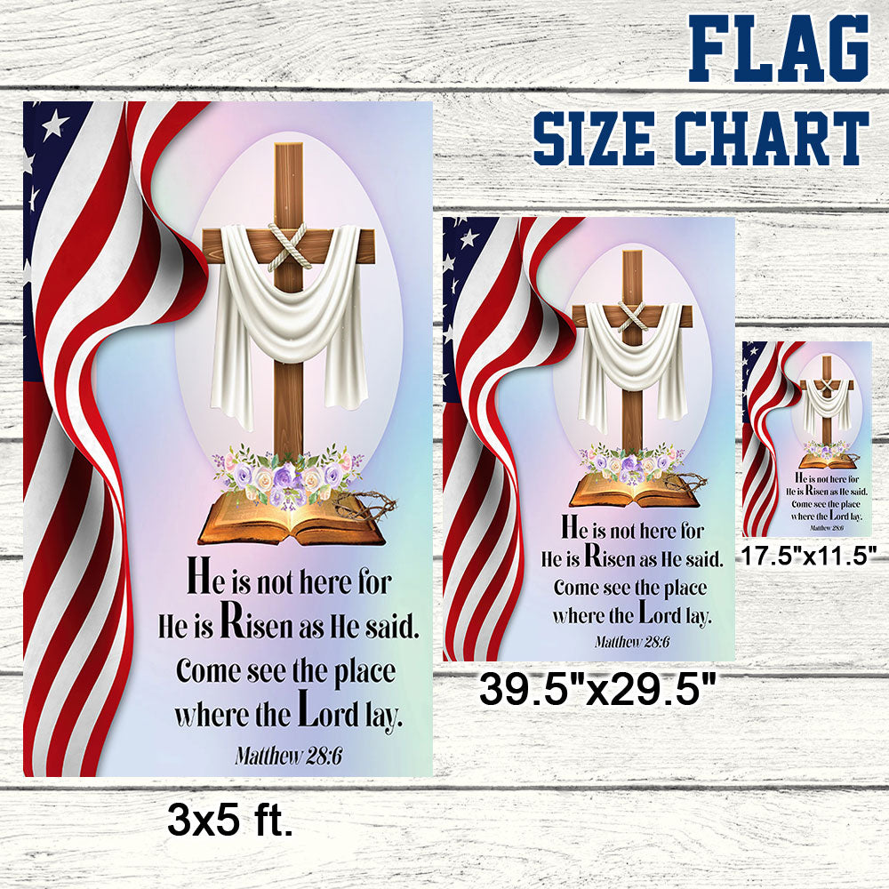Jesus Cross Easter Day American Flag He Is Not Here He Is Risen