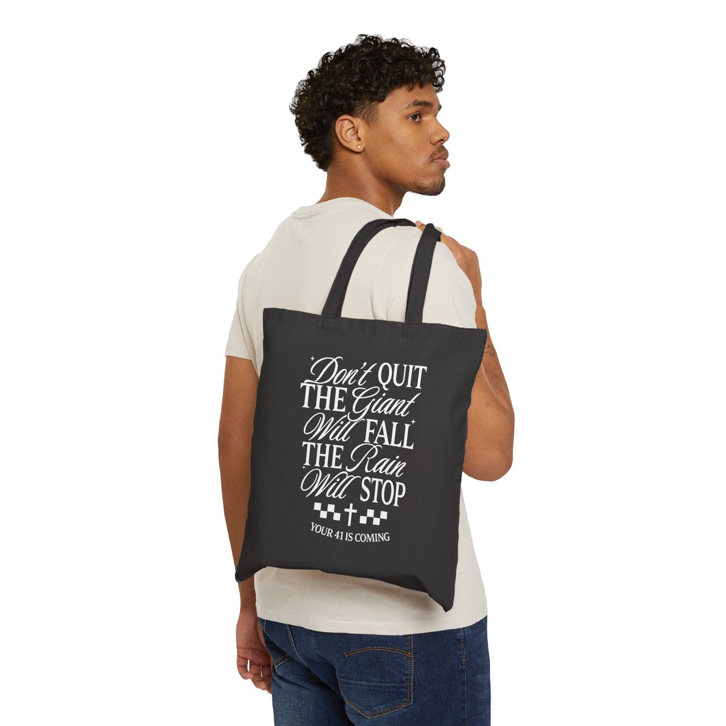 Inspirational Quote Tote Bag — “Don't Quit” Canvas Grocery & Book Tote