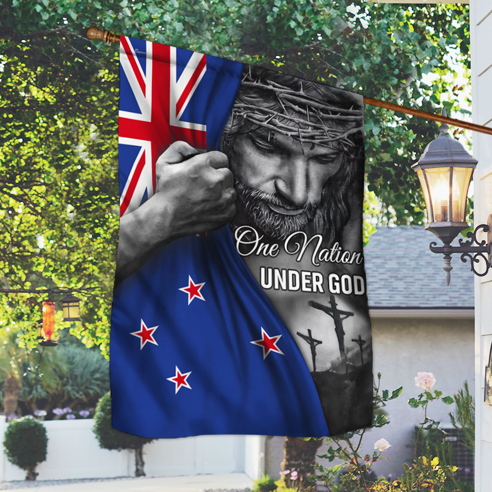 Jesus Flag Jesus One Nation Under God New Zealand Flag TRL1253Fv4