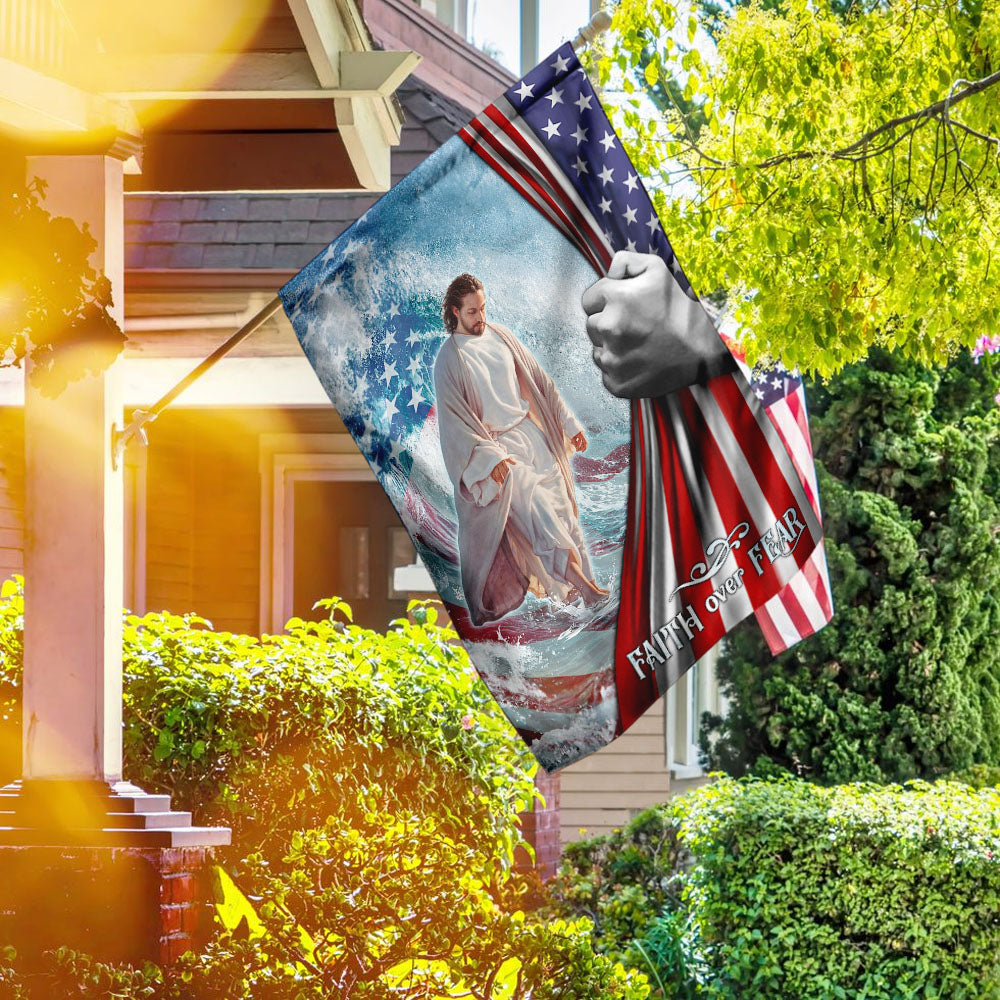 Faith Over Fear Jesus God Flag