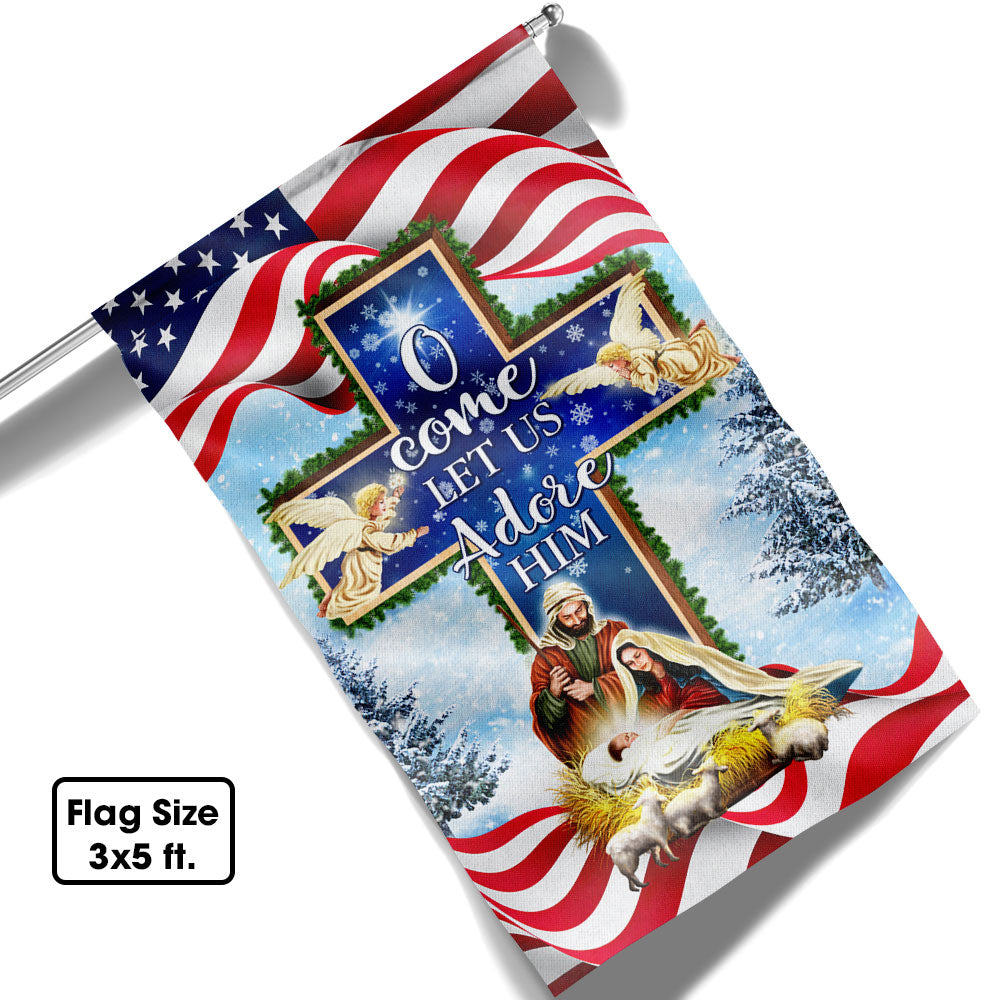Nativity Christmas Flag O Come Let Us Adore Him Flag