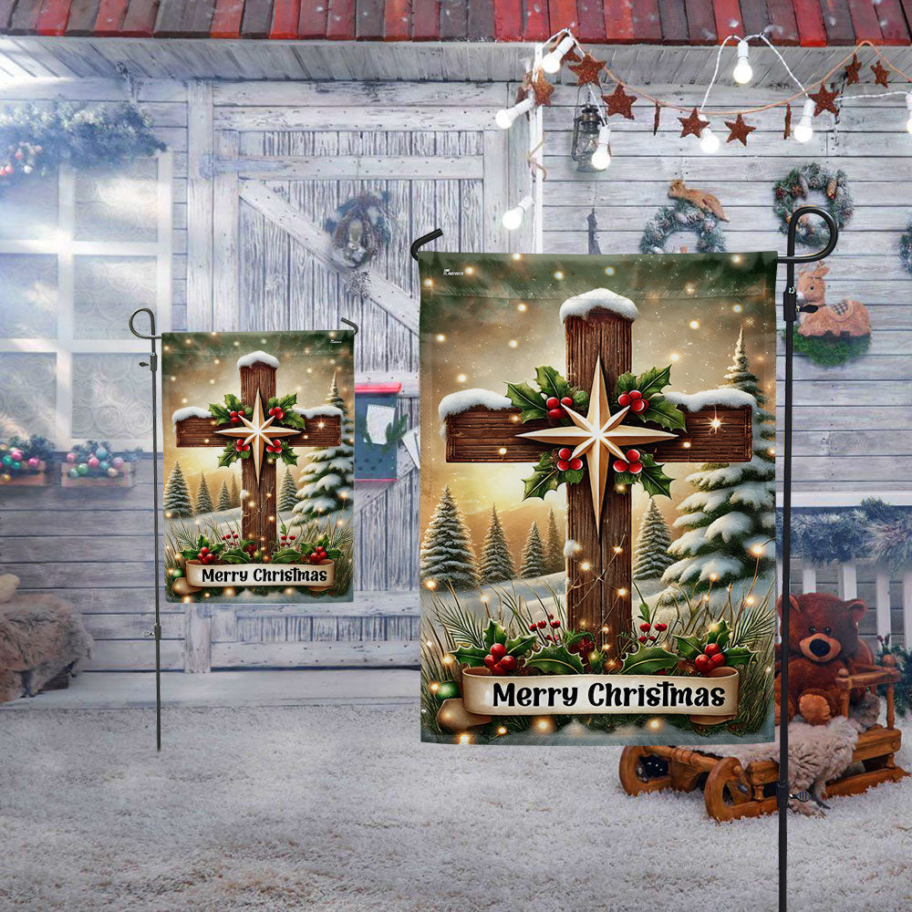 Christian Cross Merry Christmas Jesus Flag