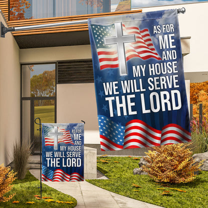 Christian Cross As For Me And My House We Will Serve The Lord Flag