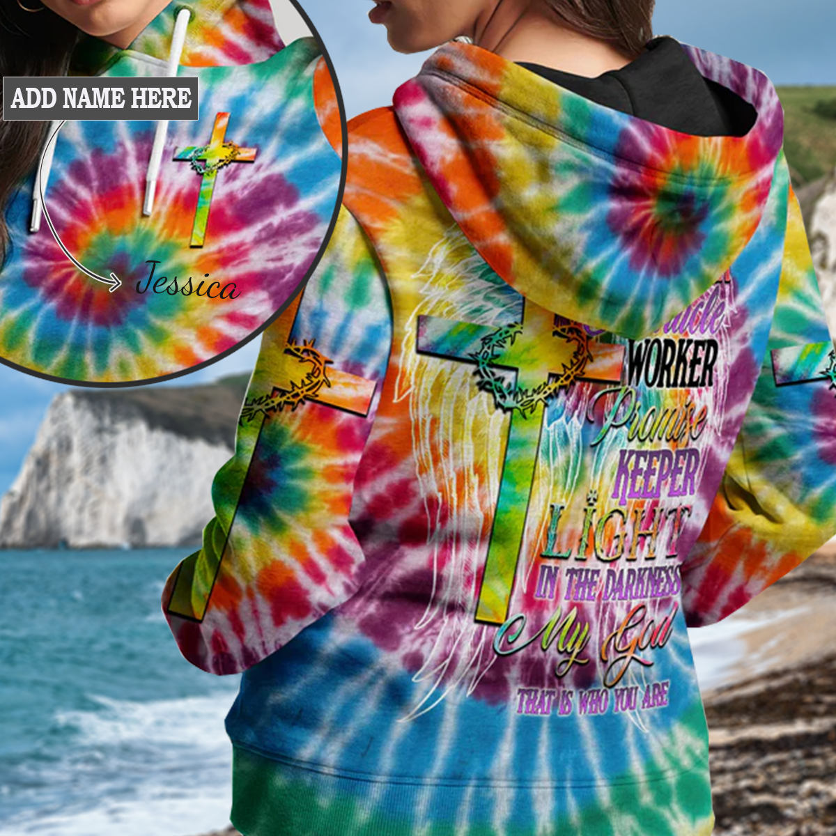 Promise Keeper Light In The Darkness Tie Dye Women's All Over Print Hoodie