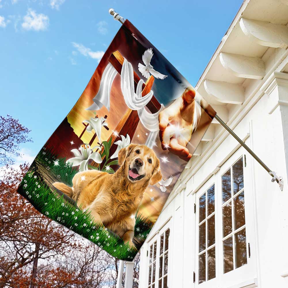 Jesus Is My Savior Golden Retriever Is My Therapy, Jesus Christ Dog FLAGWIX  ™ Golden Retriever Flag