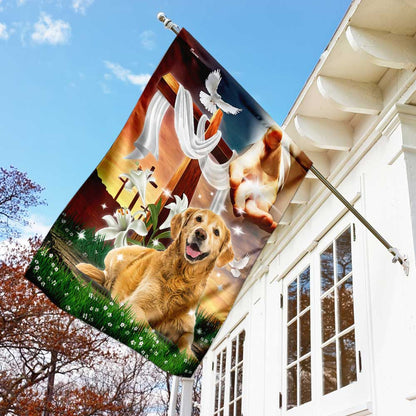 Jesus Is My Savior Golden Retriever Is My Therapy, Jesus Christ Dog FLAGWIX  ™ Golden Retriever Flag