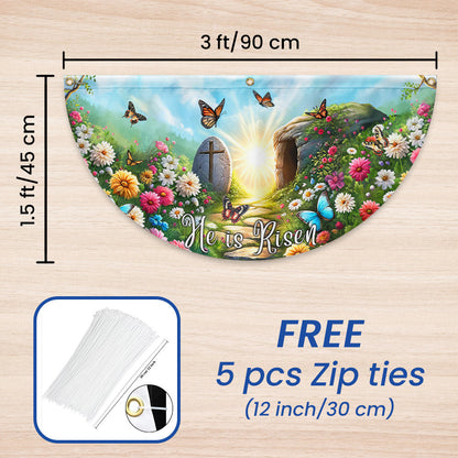 Resurrection of Jesus Easter Day He Is Risen Christian Non-Pleated Fan Flag