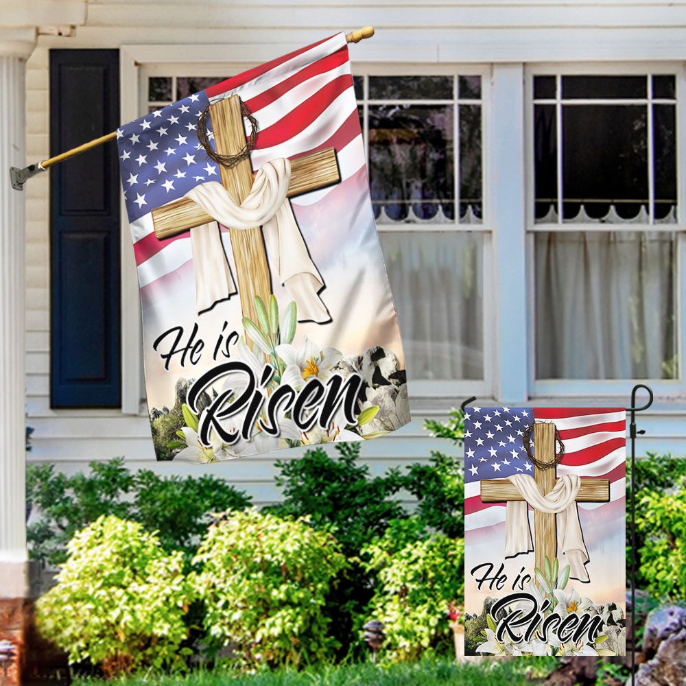 Easter Jesus He Is Risen American Flag
